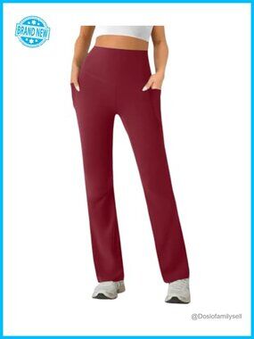 High Waist Yoga Pants Stretchy Casual Trousers with Side Pockets